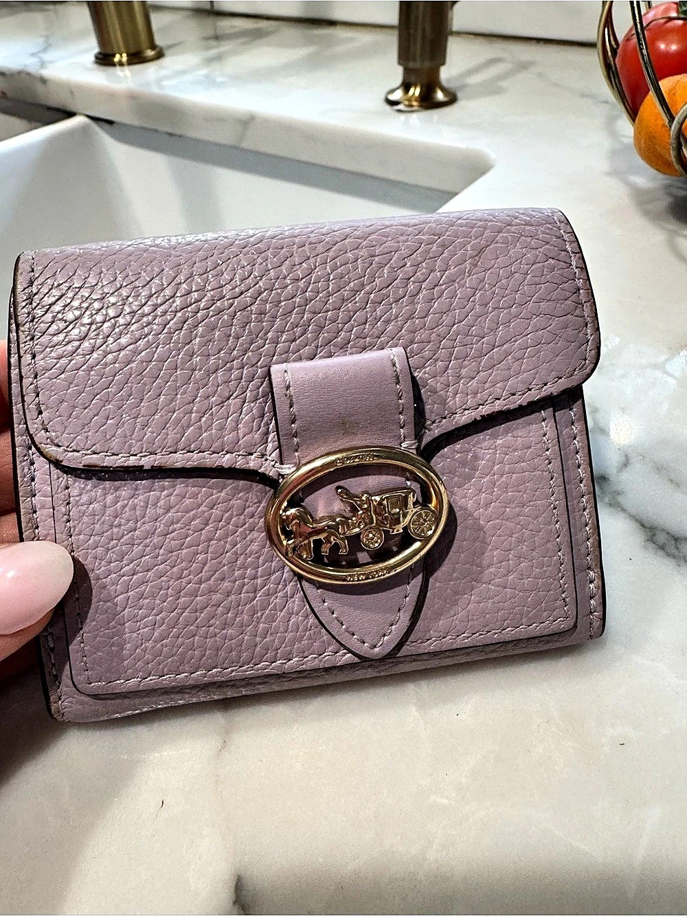 Coach Snap Wallet in Refined Pebble Leather Pink Wallet rare
